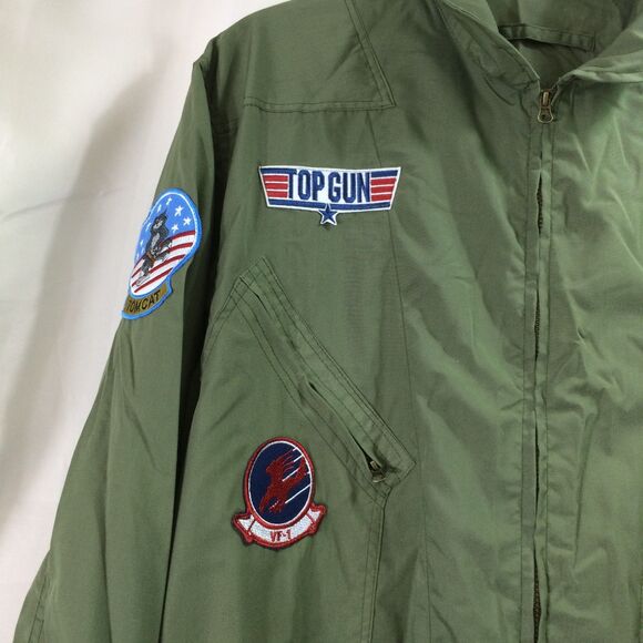 Men’s Top Gun Flight Suit Costume Olive Green XL Pilot Jumpsuit Patches Maverick - Picture 6 of 9